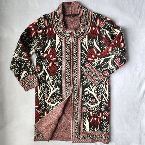 Maxsport Bohemian Longline Open Cardigan in Intricate Floral Pattern